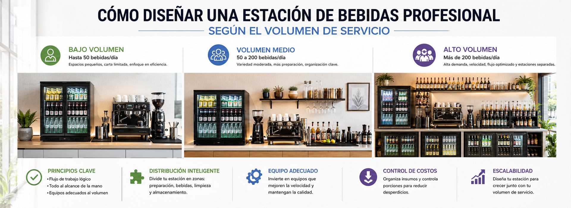Cómo Diseñar una Estación de Bebidas Profesional Según el Volumen de Servicio y el Espacio Disponible