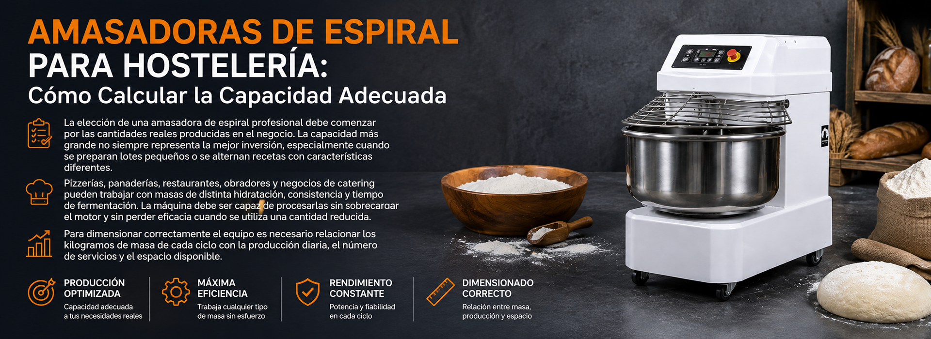 Amasadoras de Espiral para Hostelería: Cómo Calcular la Capacidad Adecuada
